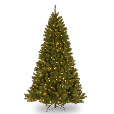 National Tree Company Pre-Lit Artificial Christmas Tree, Green, North Valley Spruce, White Lights, Includes Stand, 7ft