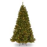 National Tree Company 7 ft Pre-Lit Artificial Christmas Tree, Green, North Valley Spruce, White Lights, Includes Stand