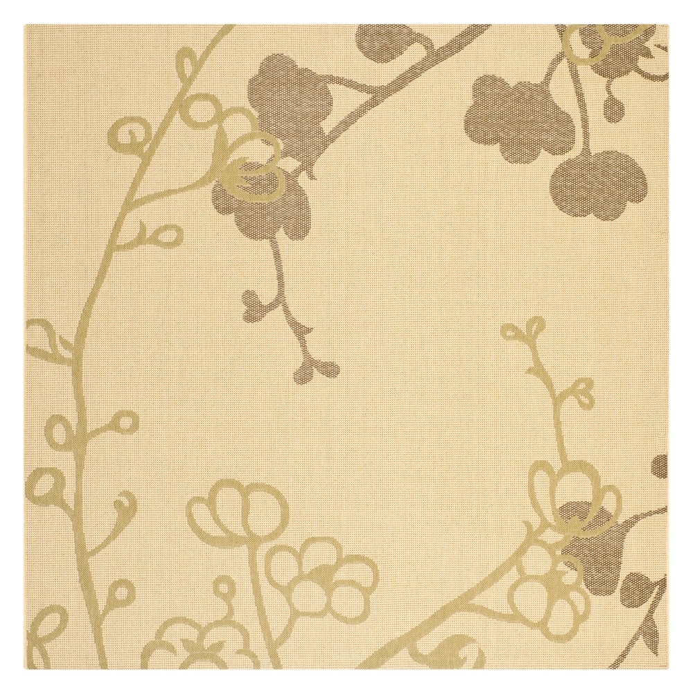 6'7inX6'7in Square Maidstone Outdoor Patio Rug Natural/Olive - Safavieh