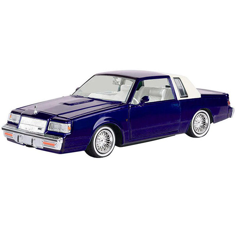 1987 Buick Regal Candy Blue Metallic w/Rear Section of Roof White & White Interior "Get Low" 1/24 Diecast Model Car by Motormax, 2 of 4