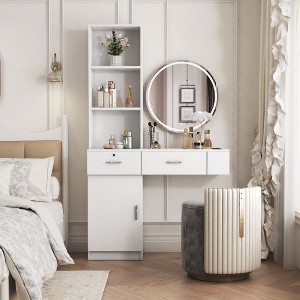 NicBex Modern Hairdressing Dresser, Storage Cabinet with Drawers, Holes for Hair Dryer, Bedroom Dresser, Hair Desk with Multi-layer Storage Space - 1 of 4