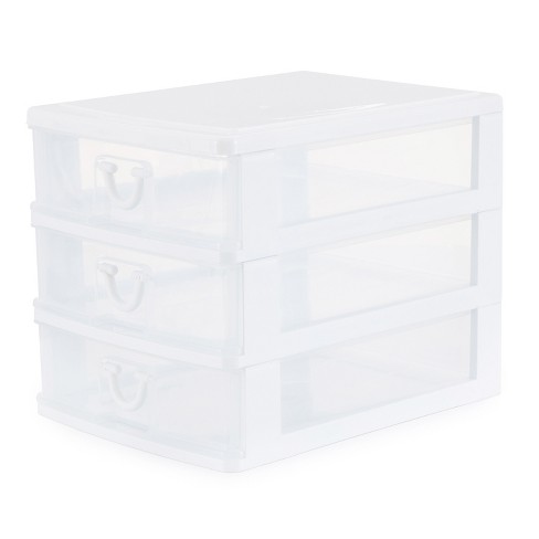 Life Story 3-Drawer White Stackable Shelf Organizer Plastic