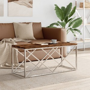 vidaXL Coffee Table Silver and Varied Browns - 1 of 2