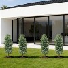 Set of 2 Faux Boxwood Plants 3Ft, Outdoor Boxwood Topiary with Ground Spikes, UV Resistant Artificial Shrubs, Fakeplants for Garden Patio Porch - 4 of 4