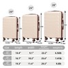 NAYSAYE Luggage Sets 3Piece Set 20Inch 24Inch 28Inch ABS Spinner Wheel Suitcase with Combination Lock for Travel, Beige, 19.3"*11.4"*29.5" - 3 of 4