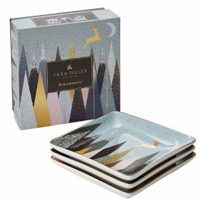 Portmeirion Sara Miller Frosted Pines 4.5 inch Square Dish Plate Set of 3 - 1 of 4