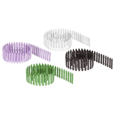 Unique Bargains Wood DIY Decorative Miniature Picket Fence 35.4 Inch 4 Pcs