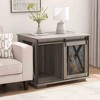APRILSOUL Farmhouse Dog Crate with Sliding Barn Door, Wooden Kennel End Table, Flip-top Plate & Detachable Divider, for Dogs - 3 of 4