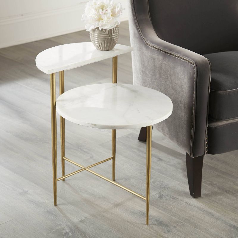 Patna Marble Top Accent Table White/Brass - Steve Silver Co., 4 of 5