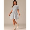 INSPIRE CHIC Women's Short Sleeve Plaid Tweed Zipper Button Casual Mini Dress - 3 of 4