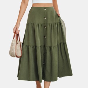 Women's Boho Tiered Button-Down Midi Skirt - Cupshe - 1 of 4