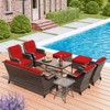 UPTIOT 9-Piece Wicker Steel Outdoor Patio Conversation Set - 3 of 4