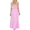 LA LEELA Women's House Daily Routine Evening Wear Solid Smocked Tube Top Maxi Evening Frill Dress Casual Dresses for Women - 3 of 3