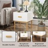 INFURNIC Nightstands Modern White Nightstand with Drawer and Wood Legs Minimalist Bedside Table , White, 18.5"*15.75"*19.69" - 2 of 4