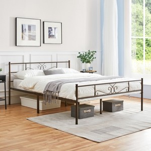 Yaheetech Metal-Framed Platform Bed with Headboard and Footboard - 1 of 4