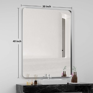 PAIHOME Bathroom Wall Mirror, Silver Vanity Mirror, Stainless-Steel Rectangular Decor Mirror for Entryway - 1 of 4