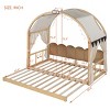 Twin Size Canopy Platform Bed with Arched Roof and Trundle, Extended Bed with Tent and Light Strip, Wooden Bed with Whiteboard-Baofuwish - 4 of 4