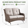 Buenhomino Patio Loveseat Rattan Glider Sofa with Curved Armrest Thicking Back & Seat Cushions for Garden Balcony Backyard - 4 of 4