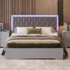 NicBex Queen Modern Upholstered Bed Frame with Velvet Headboard,Platform Bed Frame with LED Light,Solid Wood Slats Support,Easy Assembly,White/Gray - 2 of 4