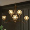LNC Oudspeaker 8-Light 37.4" Candle Tiered Galm Oversized Chandelier, Polished Gold with Crackle Globe Glass - 2 of 4