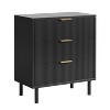 Acekool Black Fluted 3-Drawer Dresser with Metal Legs, Wide Chest Organizer with Anti-Tipping Device for Bedroom and Living Room - 2 of 4