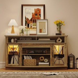 GustoWave Farmhouse TV Stand with Storage Cabinets, LED Entertainment Center for up to 65 Inch TVs, Retro Gray - 1 of 4