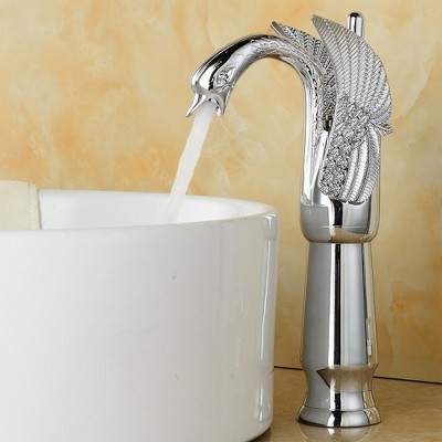 Polished Chrome Swan Single Handle Bathroom Vessel Faucet