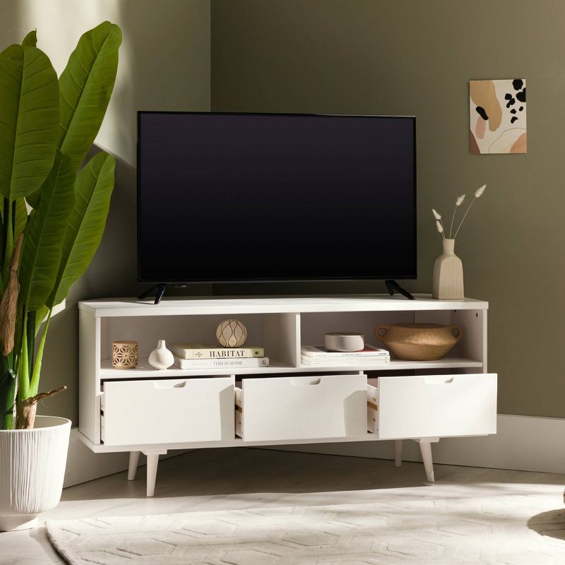 Cara Mid-Century Modern 3 Drawer Corner TV Stand for TVs up to 58" - Saracina Home, 3 of 28