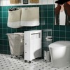 Resenkos Toilet Storage Cabinet, Bathroom Storage Cabinet,6.25" x 20.5" x 28.25" Wood Rolling Narrow Bathroom Side Storage Cabinet - White - 3 of 4