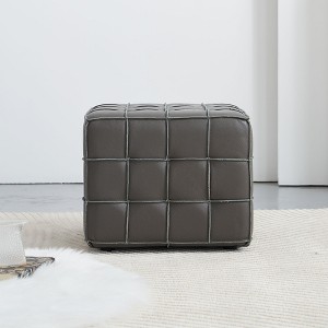 17.32''W Genuine Leather Tufted Ottoman,Footstool for Living Room & Bedroom - 1 of 4