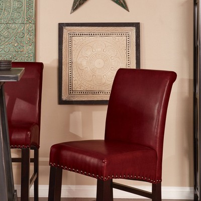 Parsons Dining Chair with Nailheads Hardwood/Crimson Red - OSP Home Furnishings