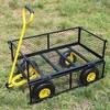 SEVOBAL Utility Storage Cart Garden Trolley Double-Barred Cargo Handcart Easy To Transport Firewood, Black And Yellow, 37.00"*19.48"*40.15" - 4 of 4