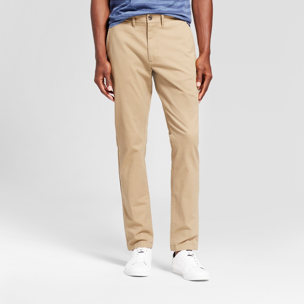 men's every wear slim fit chino pants - goodfellow & co™ sculptural tan 30x30: midweight twill, stretch