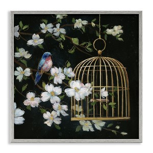 Stupell Industries Evening Song Birdcage over Black Framed Giclee Art - 1 of 4