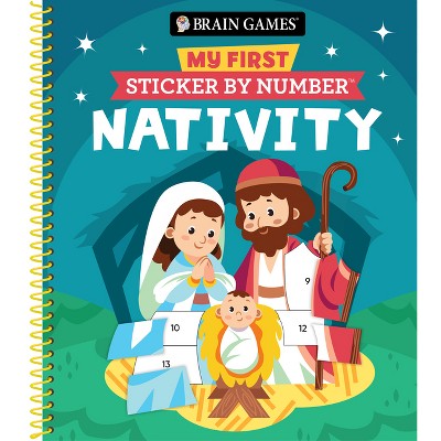 Brain Games - My First Sticker by Number: Nativity - Includes the Story of Jesus's Birth - (Spiral Bound)