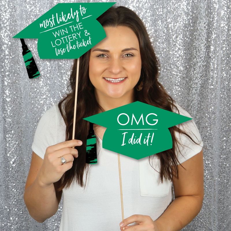 Big Dot of Happiness Hilarious Green Grad - Best is Yet to Come - Green Graduation Party Photo Booth Props or Table Toppers - 20 Count, 2 of 8