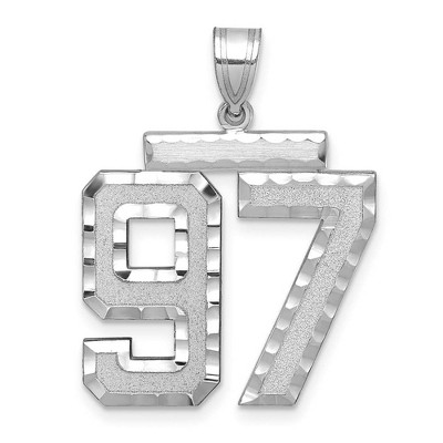 Black Bow Jewelry 14k White Gold, Varsity Collection, Large D/C Pendant, Number 97