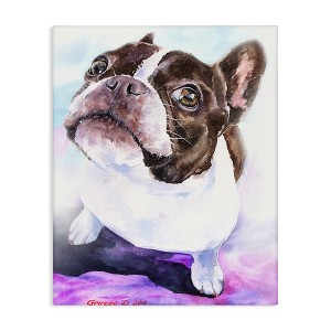 Stupell Industries Happy Boston Terrier Pet Dog Portrait Black Purple Canvas Art - 1 of 4