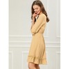 Allegra K Women's Solid Ruffle Hem 3/4 Sleeve A-Line Smocked Short Chiffon Dress - 2 of 4