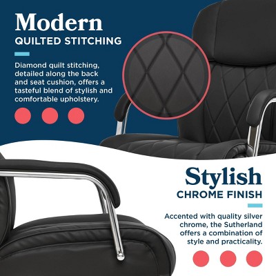 Sutherland Executive Black Bonded Leather Swivel Chair with Chrome Base