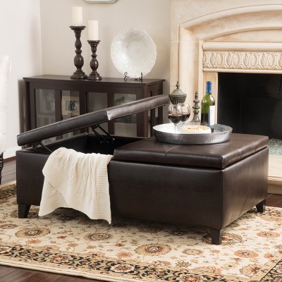 Lanister Medium Storage Ottoman - Brown - Christopher Knight Home: Upholstered Rectangular Bench, 48" Wide