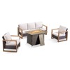 Buenhomino 4 Piece Patio Furniture Set 41in Fire Pit Table Outdoor Furniture Sets Patio Couch Outdoor Chairs 50000 BTU Propane Fire Pit - 2 of 4