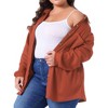 Agnes Orinda Women's Plus Size Waffle Knit Shacket Pocket Loose Long Sleeve Button Down Shirts - 2 of 4