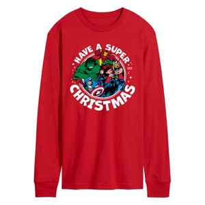 Men's - Marvel - Have A Super Christmas Avengers Long Sleeve Graphic T-Shirt - 1 of 2