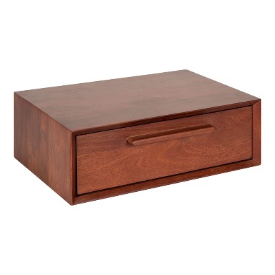 Kate and Laurel McCutcheon Rectangle Wood Floating Side Table, 18x12x6, Walnut Brown