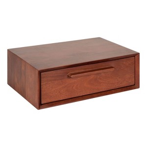 Kate and Laurel McCutcheon Rectangle Wood Floating Side Table, 18x12x6, Walnut Brown - 1 of 4