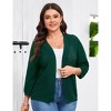 Plus Size Open Front Knit Cardigan 3/4 Sleeve Lightweight Breathable Casual Sweater Cardigan - 3 of 4