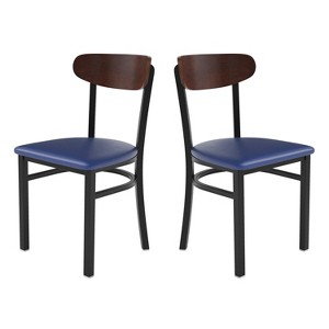 Flash Furniture Wright Set of 2 Commercial Grade Dining Chairs with 500 LB. Capacity Steel Frame, Solid Wood Seat, and Boomerang Back - 1 of 4