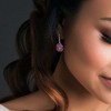 EVERLY JEWELRY | Rose Plated Sterling Silver 5 1/2 CT TGW Amethyst-Brazil White Topaz Amethyst-Africa Amethyst Rose de France LeverBack Earrings - 4 of 4