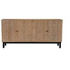 HomeRoots 80" Brown Solid Wood Carved Geometric Sideboard with Four Doors - 4 of 4